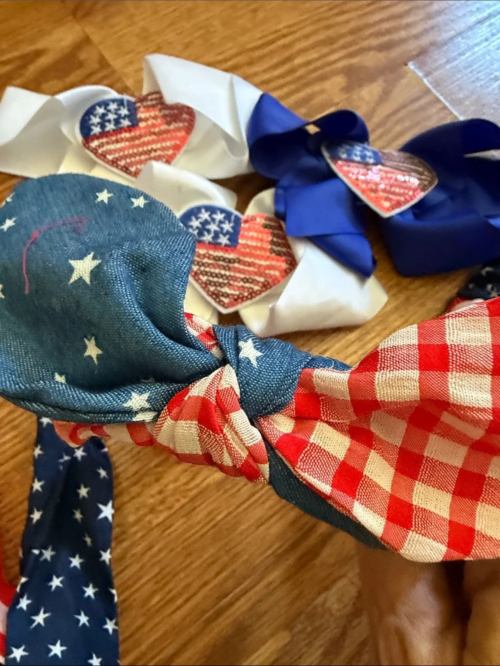 Kids Patriotic Headband & Bow Set - Red, White & Blue